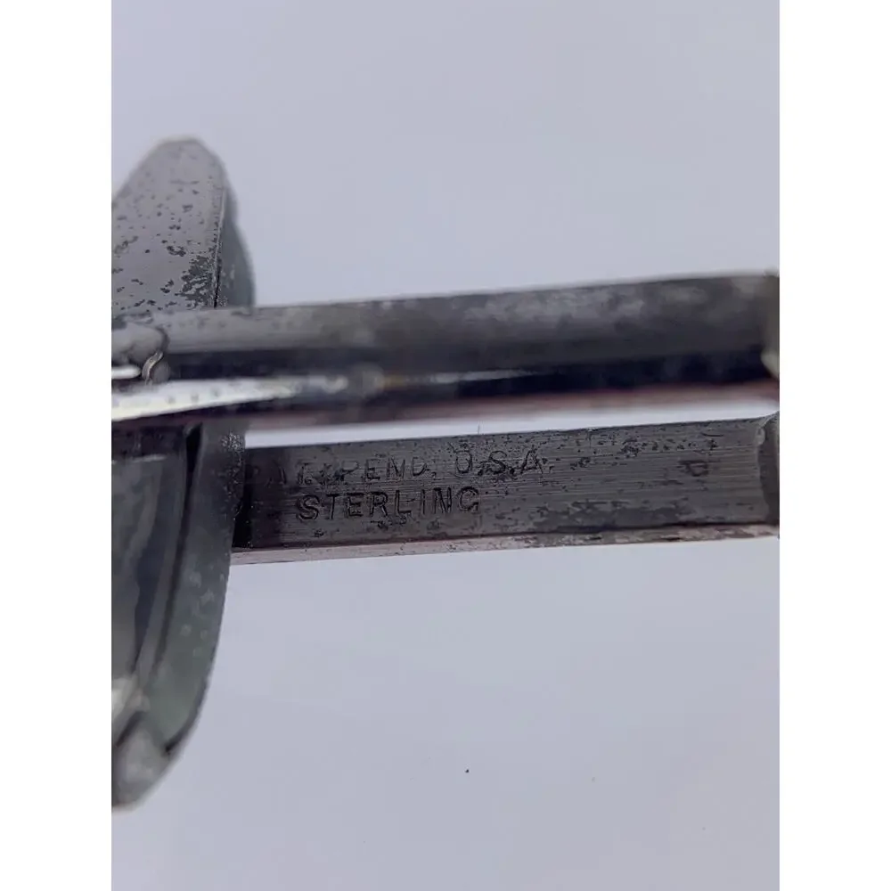 Simple Etched Scroll Sterling Silver Cufflinks Foster Formal Square Vintage